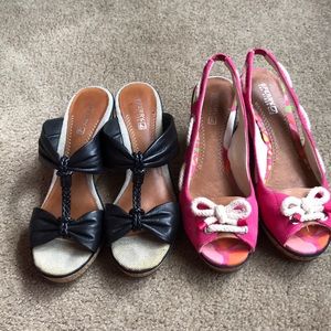 Sold-SPERRY Wedges Pink nautical and black knots
